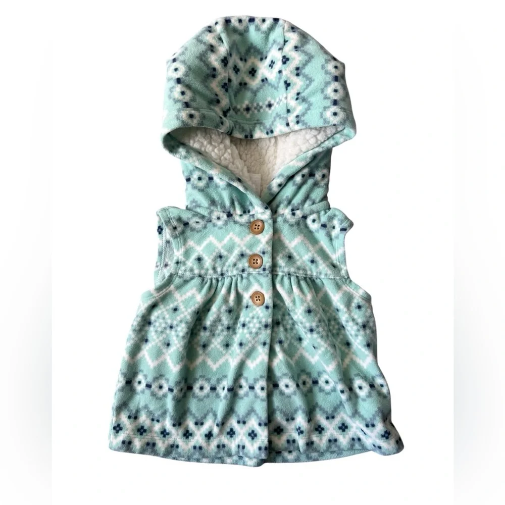 Carter’s Girl’s Fleece Geometric Pattern Hooded Vest | 6M